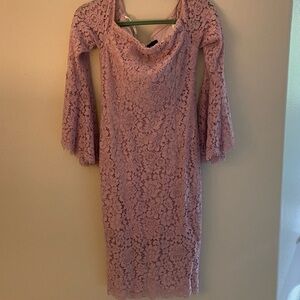 Lilac off the shoulder dotted dress wedding